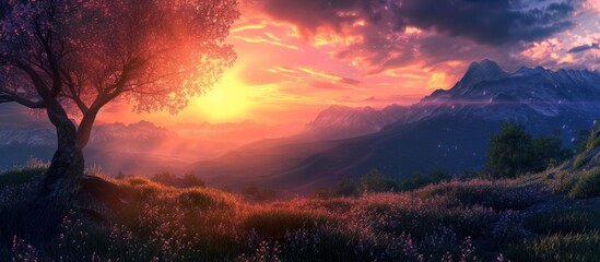 Wall Mural - Twilight Nature Background: Embrace the Enchanting Twilight, Nature, and Background Harmony
