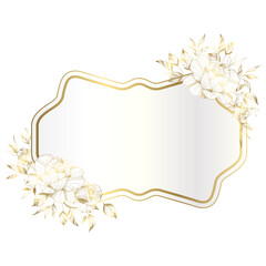 Wall Mural - Gold white elegant flower frame