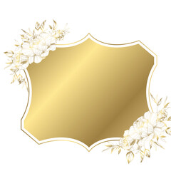 Wall Mural - Gold white elegant flower frame