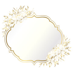 Wall Mural - Gold white elegant flower frame