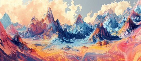 Wall Mural - Melting Mountains: A Mesmerizing Melting Mountain Landscape with Majestic Melting Mountains
