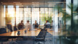 © Pippin - Blurred Business Office Interior with Casual Wear People and Panoramic Windows – Bokeh Background