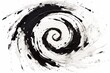 Hand painted black spiral on a white background