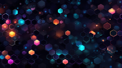 Wall Mural - Digital background made with black hexagons.