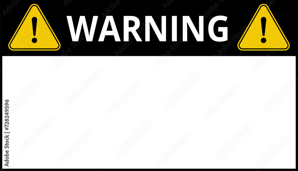 Warning sign danger with blank space vector. Attention banner or ...