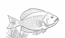 Illustration Of A Fish On A White Background.
