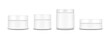 © klyaksun - 3D set of cream jars isolated on white. Vector realistic illustration of cosmetic container mockups, plastic or glass packaging for skin care product covered with lid, blank space for branding