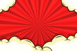 © Asta Desain - red comic background with rays and cloud cartoon style