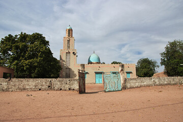 Sticker - Mosque in Toubacouta village in Senegal, West Africa