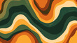Groovy psychedelic abstract wavy background with rough texture combined with retro colors terracotta, forest green and mustard yellow