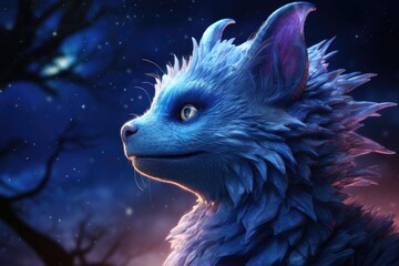 Poster - A blue cat with big eyes and long hair. Generative AI.