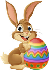 Sticker - The Easter bunny and chocolate Easter egg rabbit cartoon