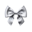 © PicItUp - Silver bow and ribbon on transparent background. Generative ai design.