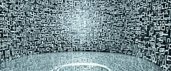 Wall Mural - high tech background with abstract symbols and letters