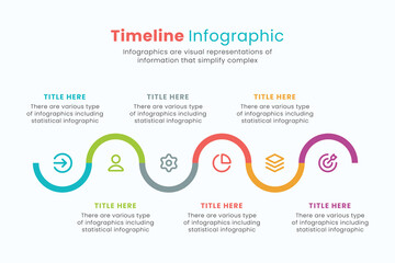 Wall Mural - Timeline vector infographic design template for presentations, workflow or process diagram, flowchart.