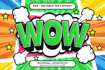 Poster - wow 3d text effect and editable text effect with comic retro style design