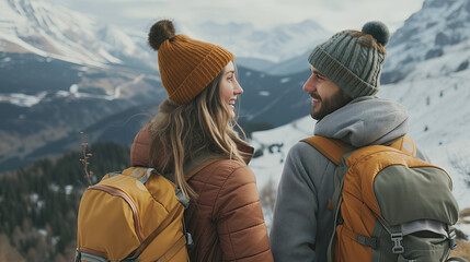 Sticker - couple hiking in the mountains