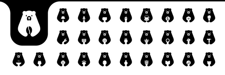 Wall Mural - bear cute flat modern icon collection logo design vector