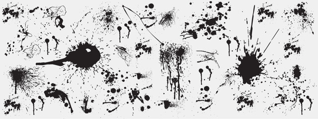 Set of black splashes.Vector paint splatters.