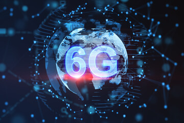 Poster - Advanced 6G network concept over a digital globe. Next-generation connectivity. 3D Rendering