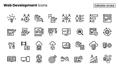 web design and development icon set