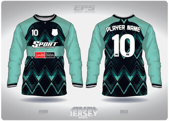EPS jersey sports shirt vector.complex mint green wavy pattern design, illustration, textile background for round neck sports shirt long sleeves, football jersey shirt long sleeves.eps