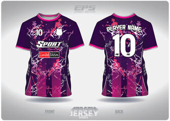 EPS jersey sports shirt vector.Pink purple paint salad pattern design, illustration, textile background for round neck sports t-shirt, football jersey shirt.eps