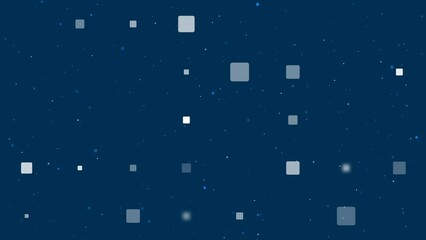 Poster - Template animation of evenly spaced rounded square symbols of different sizes and opacity. Animation of transparency and size. Seamless looped 4k animation on dark blue background with stars