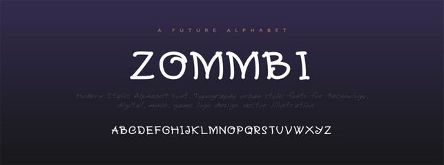 Wall Mural - Zommbi Modern font design, trendy alphabet letters and numbers vector illustration