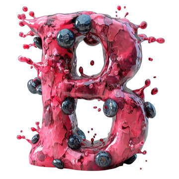 Letter B Liquid font gel alphabet capital character isolated on white transparent, PNG