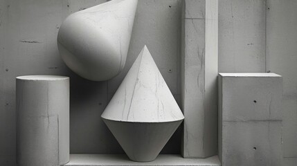 Wall Mural - Composition of minimalist concrete forms. Shadows on abstract geometric shapes.