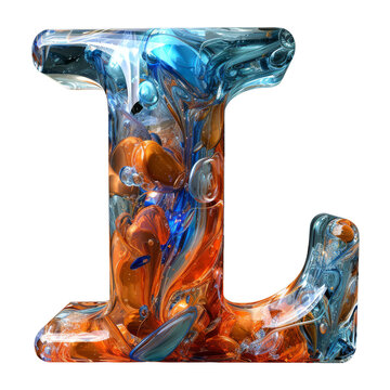 Letter L Liquid font gel alphabet capital character isolated on white transparent, PNG