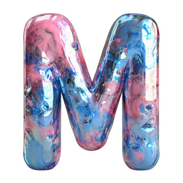 Letter M Liquid font gel alphabet capital character isolated on white transparent, PNG