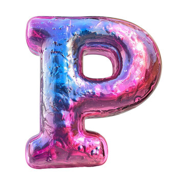 Letter P Liquid font gel alphabet capital character isolated on white transparent, PNG