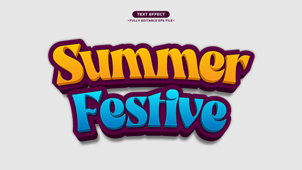 Poster - Summer Festive Vector Text Effect with Cute and fun style. Editable Font and Text