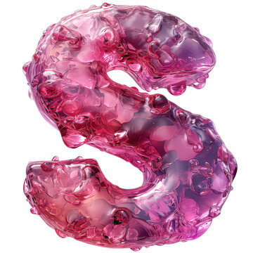 Letter S Liquid font gel alphabet capital character isolated on white transparent, PNG