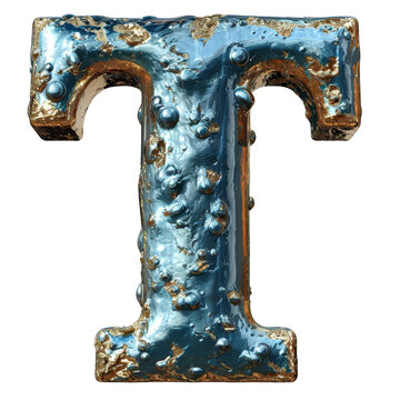 Letter T Liquid font gel alphabet capital character isolated on white transparent, PNG