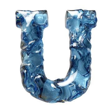 Letter U Liquid font gel alphabet capital character isolated on white transparent, PNG