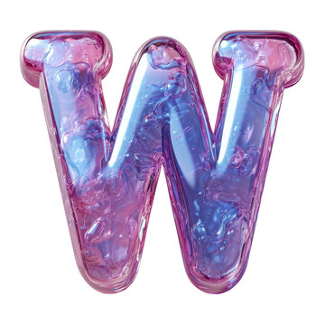 Letter W Liquid font gel alphabet capital character isolated on white transparent, PNG