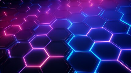 Wall Mural - Abstract 3d Futuristic Molecular Neon Mesh. Dots and lines computer geometric digital connection structure. Cyberpunk style. Plexus with particles. Intelligence artificial.