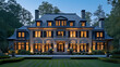 a colonial revival home with a symmetrical facade, multi-pane windows, and classic detailing. 