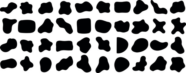 Wall Mural - organic shape, black blob shapes, abstract silhouettes isolated on white background. versatile vecto