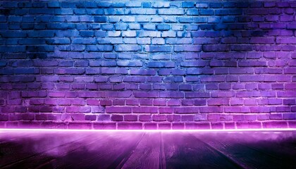 Canvas Print - empty background of old brick wall background neon light