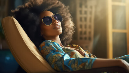 Poster - Stylish woman in sunglasses , black history month