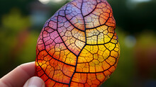Physalis, Lit. Fruit Shines Through The Peel. Vitamin C Rich Fruit. Structures Pro Photo,,
Rainbow Leaf Exhibited On Table Capturing Iridescent Nature Under Rooms Glow

