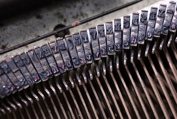 Sticker - Broken metal typewriter, vintage object