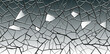 Vector broken transparent glass into small pieces. Wide banner with cracks. Background or wallpaper. Screen shattered texture effect. Splits.