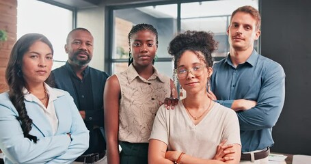 Aufkleber - Diversity, face and proud business people with arms crossed confidence in office for teamwork. Partnership, portrait and lawyer team together for collaboration, support or ready for legal consulting