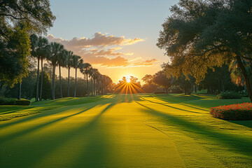 View on golf field landscape in luxury club