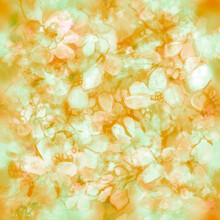 Spring Lush Bloom White Blurred Layered Flowers On A Delicate Yellow Green Background Limited Color Palette